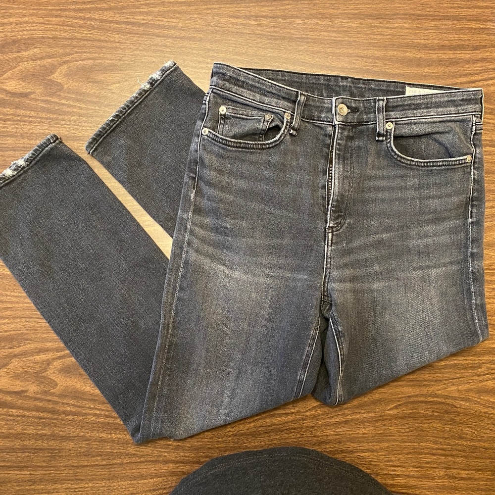 Rag & Bone Nina High Rise Ankle Skinny Jeans Womens 30 Washed Black Stretch